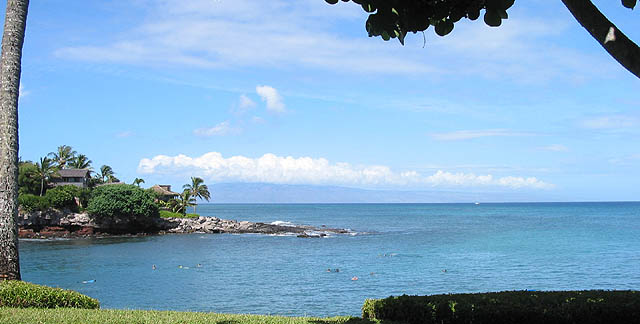 View from the lanai of fully air-conditioned 1-bedroom Premier Unit A-15 at Napili Point Resort, Maui, Hawaii