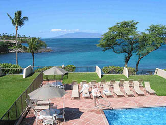 View from 2-bedroom fully air conditioned Premier Unit C-11 at Napili Point Resort, Maui, Hawaii